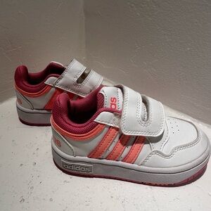 Adidas White and Pink Sneakers with Velcro Straps